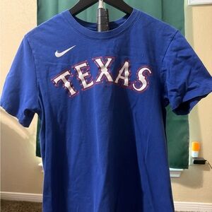 Blue Kids Shirt with Texas Rangers Print
